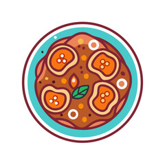 Artistic Flat Vector Pizza on a Plate Illustration