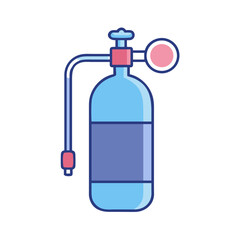 Blue scuba diving tank for underwater diving illustration art