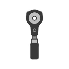 Ophthalmoscope illustration in gray tones, on a black backdrop