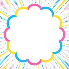 集中線とポップなフレームの背景素材、ポップなデザイン、正方形サイズ