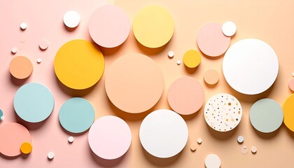 Pastel Geometric Harmony: An Array of Circles in Gentle Tones and Soft Shadows