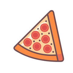 Simple Illustration of a Slice of Pepperoni Pizza