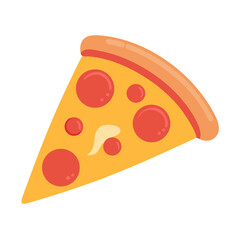 Cartoon pizza slice with pepperoni on a black backdrop