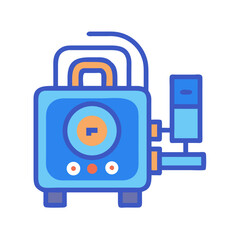 Fototapeta premium Blue stylized machine with pipes on black background art