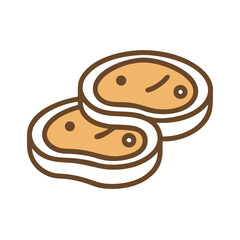 Stylized illustration of two cookies on a black background