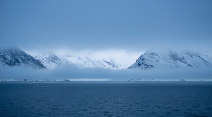 mountain landscape with fog