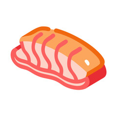 Isometric illustration of raw salmon fillet against black background