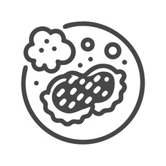 Minimalist line art illustration of cookie with peanut design
