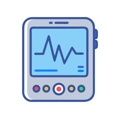 Medical device with heartbeat graphic on the display screen