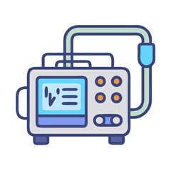 Fototapeta premium Medical ventilator machine isolated, healthcare respiratory system equipment illustration