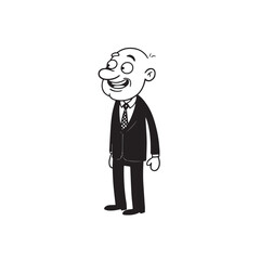 Old person in formal suit black and white vector illustration portrait elegant classic digital artwork