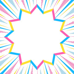 集中線とポップなフレームの背景素材、ポップなデザイン、正方形サイズ