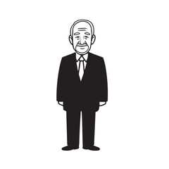 Obraz premium Old person in formal suit black and white vector illustration portrait elegant classic digital artwork