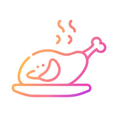 Stylized roast chicken illustration with gradient colors on black