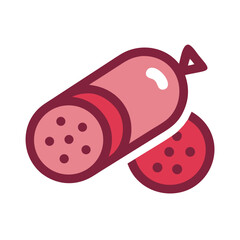 Salami sausage vector illustration on black background, food icon
