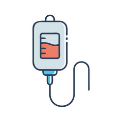 Medical IV drip bag illustration, flat design style on black