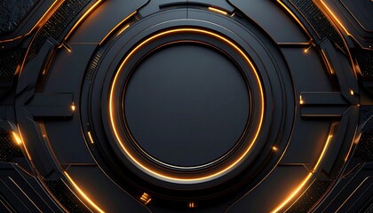 Futuristic Abstract Dark Metallic Background with Vibrant LED Lighting