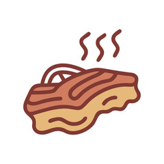 Stylized cooked pork belly illustration against black background
