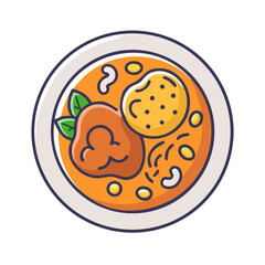 Illustration of Indian curry in a bowl on black