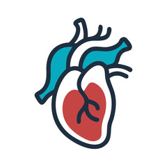Obraz premium Human heart illustration in flat style on black background