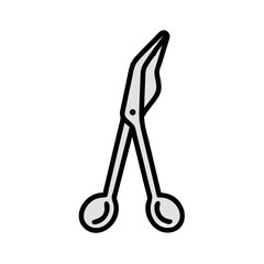 Stylish minimalist icon design of tweezers on black background