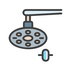 Illustrated surgical operating room light on a black background