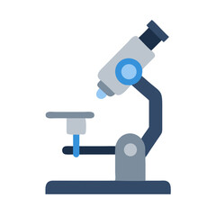 Modern Flat Illustration of Microscope on Dark Background