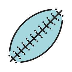 Light blue football with black laces isolated on black