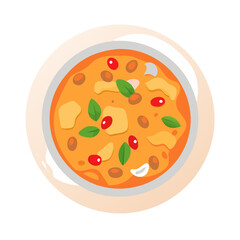 Bowl of soup vector illustration on black background