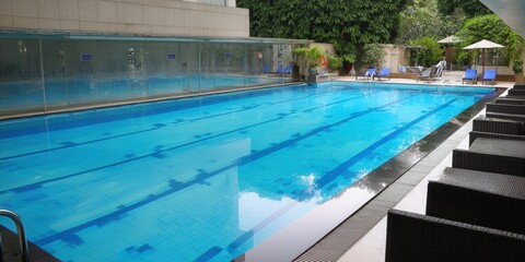 A beautiful outdoor swimming pool, inviting guests for a relaxing time in the sun.