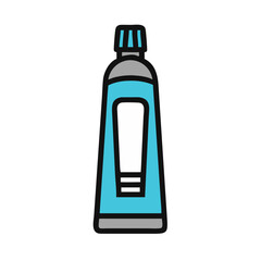 Cyan tube mockup with an exclamation mark symbol