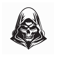 Skull Wearing Hoodie Vector Illustration on White Background