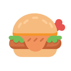 Whimsical cartoon burger with chicken leg on black background