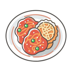 Stylized food art illustration showcasing a plate of pasta