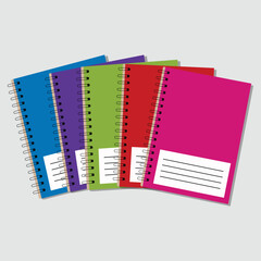 Colorful Spiral Notebooks Stacked Together for Back to School Stationery and Education Supplies Still Life Flat Lay