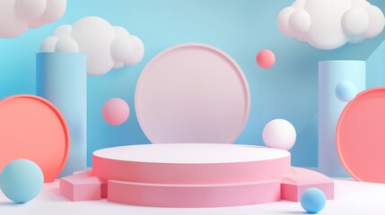 3D Minimalist Illustration: Geometric Shapes for E-commerce Product Display & Wallpaper