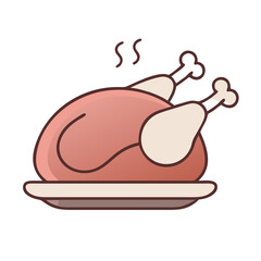Roasted turkey on a platter against black background