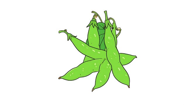 Hand-drawn illustration of a bunch of green peas
