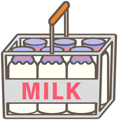 牛乳配達のケースのイラスト