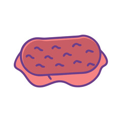 Cartoon rendering of steak cut isolated on black background