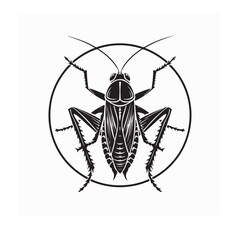 Black and White Vector Illustration of Cockroach Insect Isolated on White Background