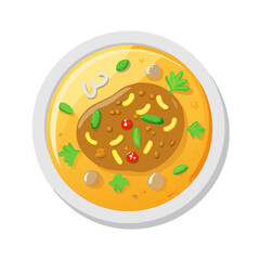 Vector illustration of a delicious cartoon style thai soup