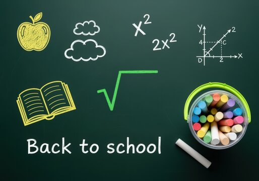 Back to School Graphics on Green Chalkboard