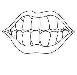Science of hand drawn vector teeth outline.