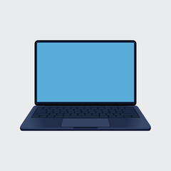 Modern Blue Laptop with Blank Screen for Creative Work or Education Presentation and Business Project Display mockup
