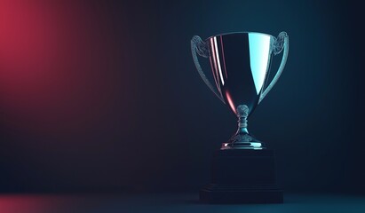 Trophy on dark background with copy space symbolizing competition award concept for business success or leisure activity victory celebration
