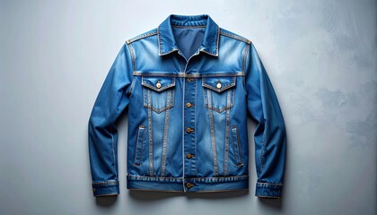 Classic denim jacket presented on a neutral background, ideal for fashion design
