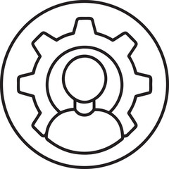 User Gear Icon with Person Inside silhouette minimal