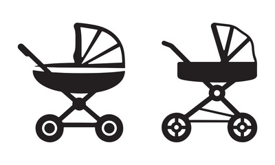 Minimal silhouette design of baby strollers