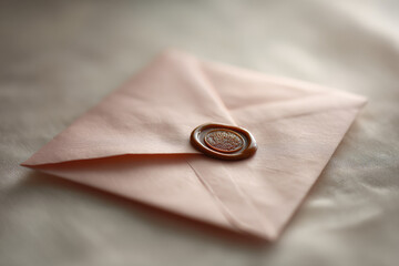vintage letter sealed with wax stamp elegantly placed in pastelcolored envelope